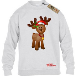 Takeposition Christmas Reindeer Cartoon Παιδικό Φούτερ Λευκό 810-3010-01