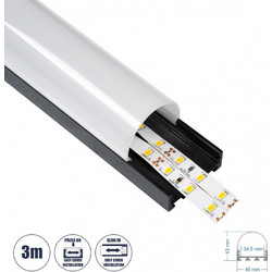 GloboStar SURFACEPENDANT-PROFILE 70872-3M Προφίλ Αλουμινίου - Βάση & Ψύκτρα Ταινίας LED με Λευκό Γαλακτερό Κάλυμμα - Επιφανειακή & Κρεμαστή Χρήση - Πατητό Κάλυμμα - Μαύρο - 3 Μέτρα - Μ300 x Π4.5 x Υ4.
