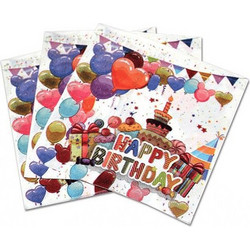 Χαρτοπετσέτες Happy Birthday με μπαλόνια 33x33cm 10τμχ