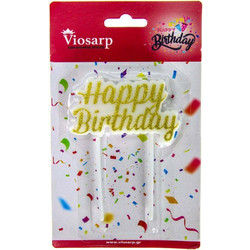 Κερί Party Σχέδιο Happy Birthday Glitter VIOSARP (VC1931)