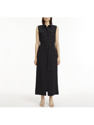 Calvin Klein Midi Καλοκαιρινό Καθημερινό Φόρεμα Μαύρο K20K205204