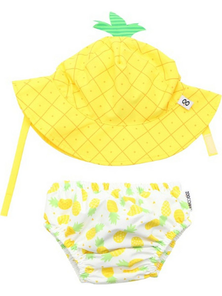 Zoocchini Pineapple Σετ Βρεφικό Μαγιό για Κορίτσι Λευκό Κίτρινο ZOO12011