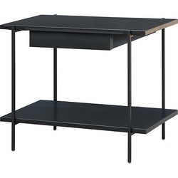 Side table-Κομοδίνο Ξύλινο Μεταλλικό 59x42x50 εκ. Μαύρο ράφι συρτάρι Zaros Hg225