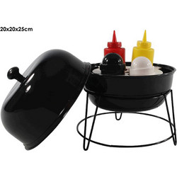 Σετ δοχείων μπαχαρικών και σάλτσας BBQ FOODTRUCK (22271158) 5 τεμάχια, Μεταλλική βάση, πλαστικά δοχεία, 20x20x25cm, Μαύρο 22271158