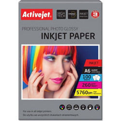 Activejet AP6-260GR100 photo paper for ink printers A6 100 pcs, 10x15