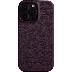 Θήκη iPhone 15 Pro MELKCO Πλάτη Shock-Proof από Premium αυθεντικό δέρμα Genuine Cowhide μωβ