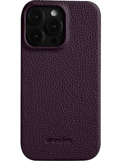 Θήκη iPhone 15 Pro MELKCO Πλάτη Shock-Proof από Premium αυθεντικό δέρμα Genuine Cowhide μωβ