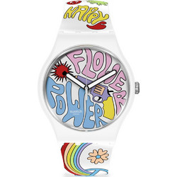Swatch Γυναικείο Ρολόι με Πολύχρωμο Καουτσούκ Λουράκι SO32W107