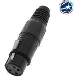 GloboStar 51189 Βύσμα XLR Θηλυκό Προεκτάσεως 3 Pin Σε Μαύρο Χρώμα