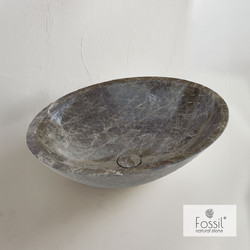 Fossil Mica Επικαθήμενος Νιπτήρας Μπάνιου Οβάλ Μαρμάρινος 55x41cm Γκρι 517-DR55-523