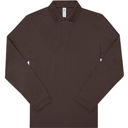 B&C Collection Ανδρική Μπλούζα Polo Μακρυμάνικη Καφέ PU427