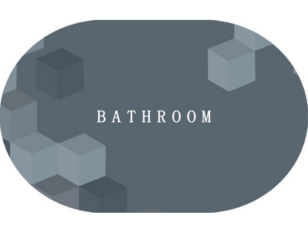 Πατάκι Μπάνιου Μπλε Digital Bathroom Οβάλ αντιολισθητικό συνθετικό 040x060cm BBD-07