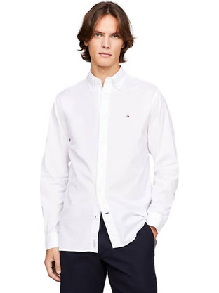Tommy Hilfiger Ανδρικό Πουκάμισο Βαμβακερό Μακρυμάνικο Κανονική Γραμμή Λευκό MW0MW25035-YBR