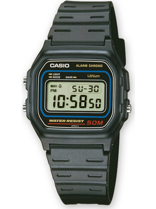 Casio Ψηφιακό Ανδρικό Ρολόι Χρονογράφος με Μαύρο Καουτσούκ Λουράκι W-59-1V
