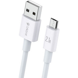 Καλώδιο Micro USB σε USB CELEBRAT CB-24M 2.1A με μήκος καλωδίου 1.2m σε λευκό χρώμα - CB-24M