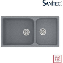 Sanitec Classic 307 Επικαθήμενος Νεροχύτης Γρανίτη Αντιστρεφόμενος Ματ Metallic Silver 92x51cm
