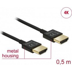 DeLOCK Καλώδιο HDMI 2.0 HDMI Male to HDMI Male 0.5m Black