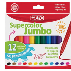 EFO Supercolor Jumbo Μαρκαδόροι Ζωγραφικής Σετ 12 Χρώματα