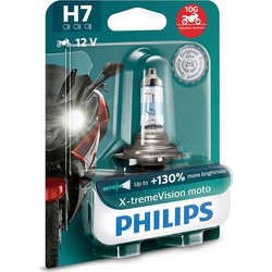 Λάμπα Philips H7 X-Treme Vision Moto 130% Περισσότερο Φως 12972XV+BW
