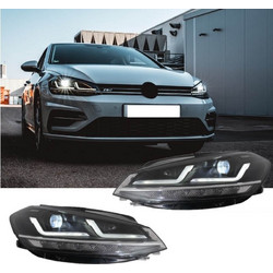 Μπροστινά Φανάρια Set Για Vw Golf VII (7.5) 17-19 DRL Full Led Halogen Version Black LEDHL10-BK Osram Ledriving VOLKSWAGEN OSRAM