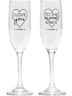 Legami Σετ Ποτήρια Σαμπάνιας Γυάλινα Κολωνάτα Cheers To Love 150ml 2τμχ