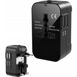 Universal Αντάπτορας Πρίζας Ταξιδιού Travel Adaptor από EU σε UK, με 2 USB θήρες, 7.5x5x4cm - Aria Trade