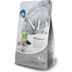 Farmina N&D White Grain Free Fish Monoprotein Soft & Shiny White Coat Mini Adult with Sea Bass, Spirulina & Fennel 2kg