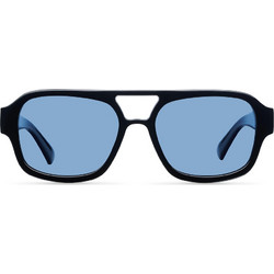 Meller Shipo Ανδρικά Γυαλιά Ηλίου Aviator Κοκάλινα Μαύρα με Μπλε Polarized Φακό