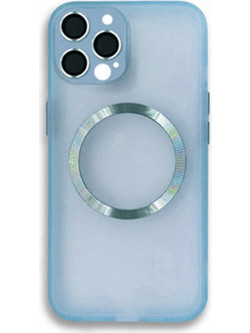 Back Cover Σιλικόνης με MagSafe και Προστασία Κάμερας για iPhone 14 Pro Διάφανο Γαλάζιο