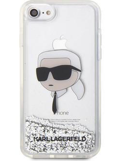 Karl Lagerfeld Ikonik Karl's Head Glitter Θήκη Προστασίας Clear Silver (iPhone 7 / 8 / SE 2020 / SE 2022)