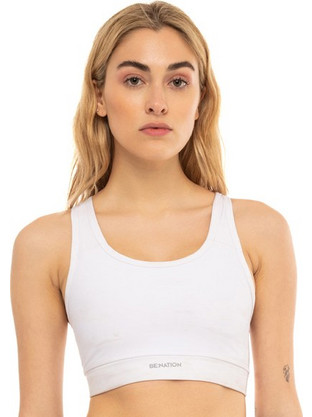 BE:NATION Essentials Athletic Bra Αθλητικό Μπουστάκι με Μέτρια Στήριξη Λευκό 04112308-02