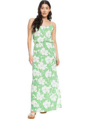 Roxy Rainbow Road Again Maxi Καλοκαιρινό Καθημερινό Φόρεμα Floral Πράσινο ERJWD03785-GHW8