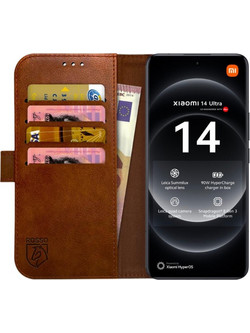 PU Θήκη Πορτοφόλι - Xiaomi 14 Ultra - Rosso Element - Brown (8719246446344)