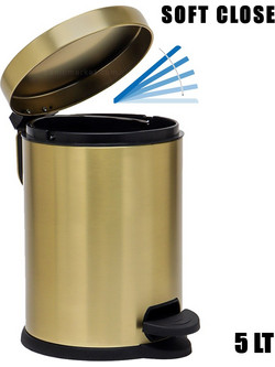 ΧΑΡΤΟΔΟΧΕΙΟ-ΚΑΔΟΣ ΜΠΑΝΙΟΥ BRONZE ΑΝΟΙΧΤΟ-BRUSH GOLD SATINE SOFT CLOSE 5LT BM
