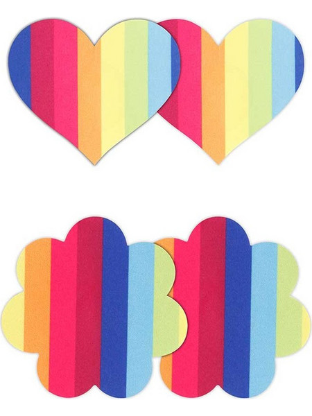 Pride Heart & Flower Rainbow (2 Pairs) Pretty Pasties NS Novelties