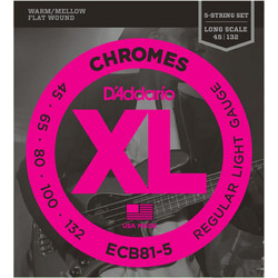 D'Addario ECB815 Σετ 5 Χορδές Ηλεκτρικού Μπάσου Chrome 45-45" Light Tension