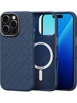 Θήκη iPhone 16 Pro Spacecase Classy Mag Σκληρή από Οικολογικό Δέρμα με MagSafe - Dark Blue (5905719112110)