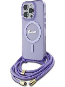 Guess Crossbody Cord Script MagSafe - θήκη για Apple iPhone 16 Pro - Μωβ