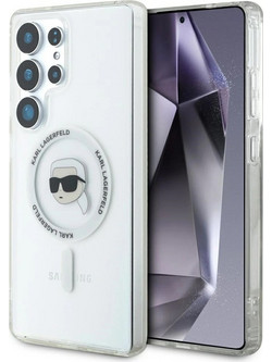 Karl Lagerfeld Button Karl Head Printed Logo MagSafe Case White (Samsung Galaxy S25 Ultra)