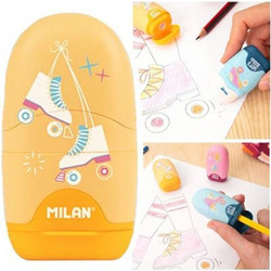 Γόμα με ξύστρα μονή Milan roller κίτρινη (4701116RLC)