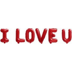 Μεταλλιζέ κόκκινα μπαλόνια αέρα ή ηλίου I LOVE U OEM