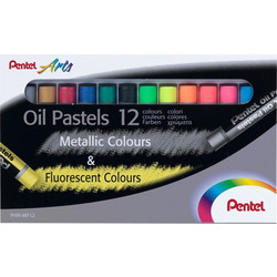 Παστέλ Pentel 12 Χρώματα Fluo & Metallics