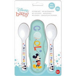 Stor Mickey Mouse Σετ Βρεφικά Κουτάλια με Θήκη Λευκά 2τμχ 13066