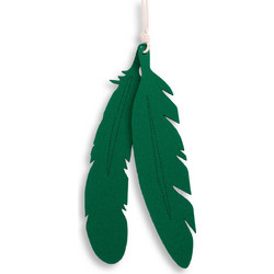 Decorative felt feathers 2pcs - green