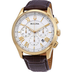 Bulova Marine Star Ανδρικό Ρολόι Χρονογράφος με Καφέ Δερμάτινο Λουράκι 97B169