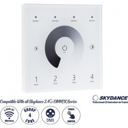 GloboStar 73159 T11 SKYDANCE Ασύρματο DMX512 Επιτοίχιο Χειριστήριο RF 2.4Ghz 4 Group για όλα τα SKYDANCE DMX512 Controller AC 100-240V Max 0.1A - IP20 Μ8.5 x Μ8.5 x Π8.5 x Υ3.5cm