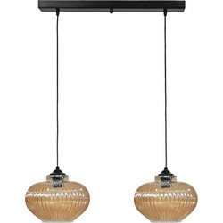 Heronia Lighting Κρεμαστό Φωτιστικό Οροφής Ράγα Δίφωτο E27 Χρυσό 02-0346
