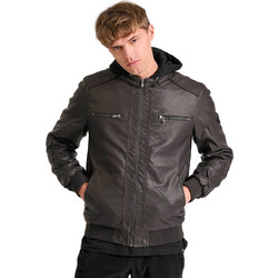 Funky Buddha Biker Ανδρικό Μπουφάν Δερματίνη Καφέ FBM010-061-01