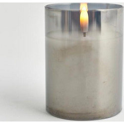 Eurolamp Κερί Μπαταρίας Με Γυάλινο Περίβλημα Και Χρονοδιακόπτη 7.5x10cm Ανθρακί-Φιμέ 147-15128