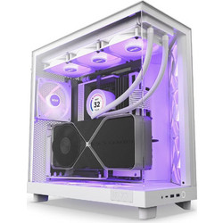 NZXT H6 Air Flow RGB White Gaming Midi Tower Κουτί Υπολογιστή RGB με Πλαϊνό Παράθυρο
